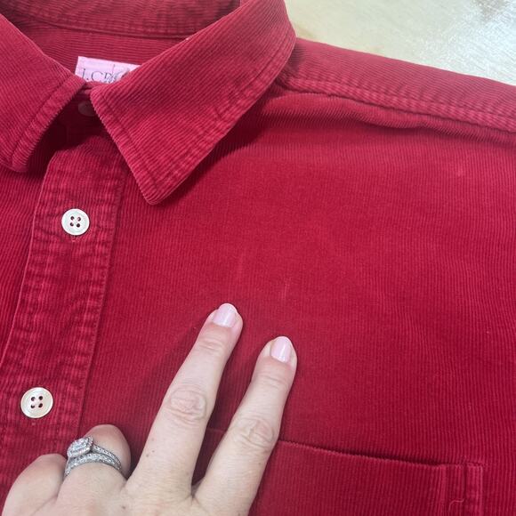 Vintage J. Crew Oarsman Corduroy Button Up Shirt Men's Large Red Y2K Preppy - Picture 9 of 13